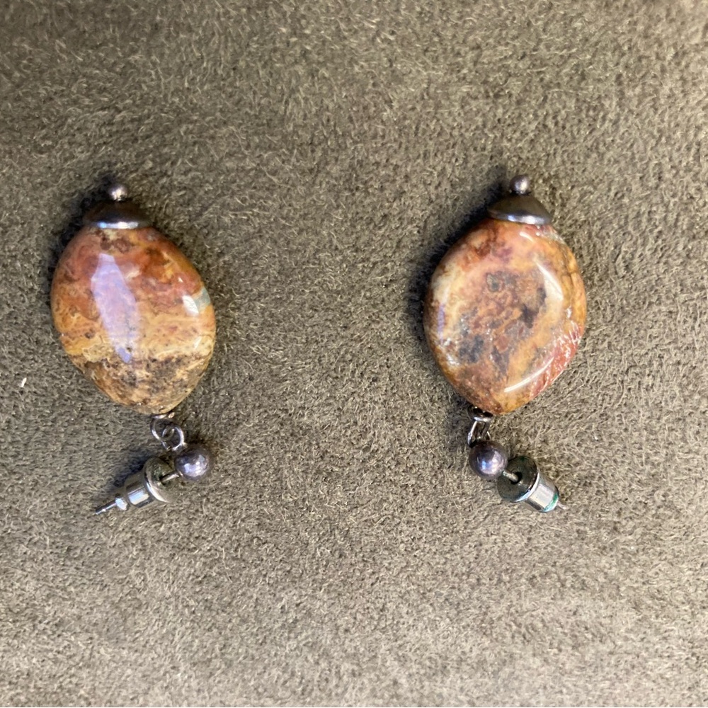 Elegant Brown Stone Earrings